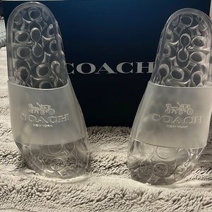 Womens clear coach pool slides never worn